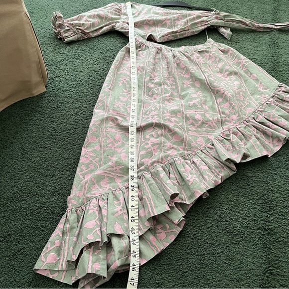 REVOLVE Cleobella Paola Ankle Asymmetrical Ruffle Dress Border Print Size Medium - Picture 13 of 16